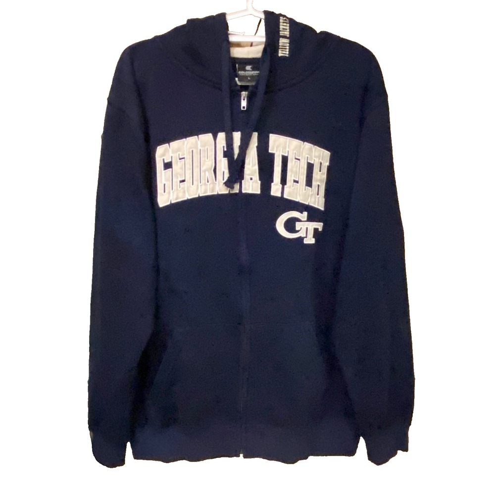 Georgia Tech Yellow Jackets Hoodie Large Navy Full Zip GT Colosseum Sweatshirt